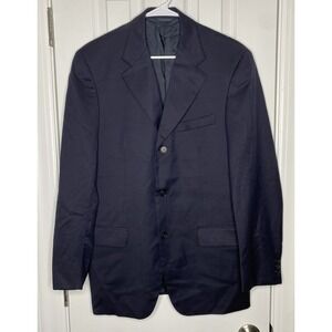 Cerruti 1881 Men's 3 Button 100% Wool Suit Jacket Italy Navy Blue‎ Size 48 New